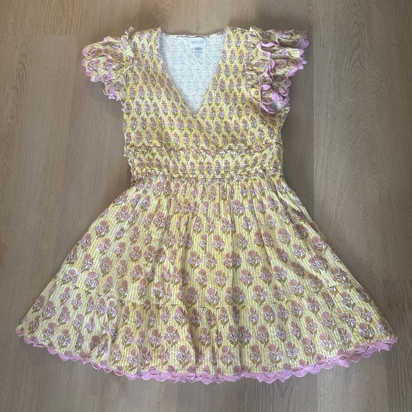 Saylor yellow and pink smocked dress - Picture 2 of 4